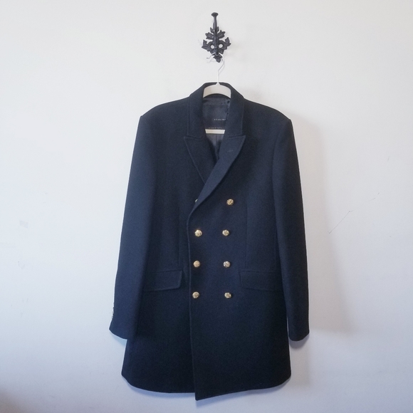 Zara Other - ZARA Man Black Tag Pea Coat Size L EUC